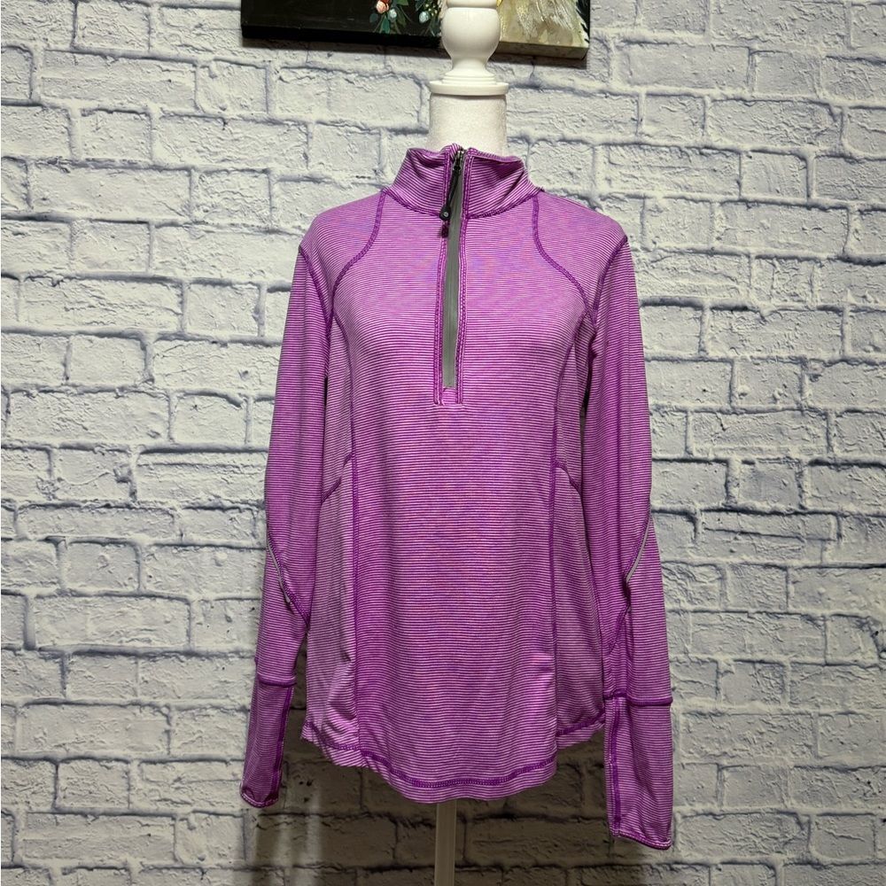 💜 Tangerine purple marled quarter zip with thumb holes and back pocket Size M
